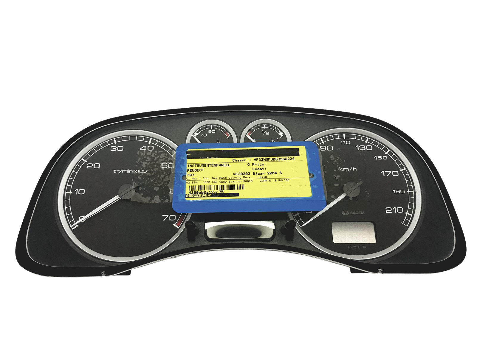 Snelheidsmeter Peugeot 307 9651299480 E 01 48987 main product photo