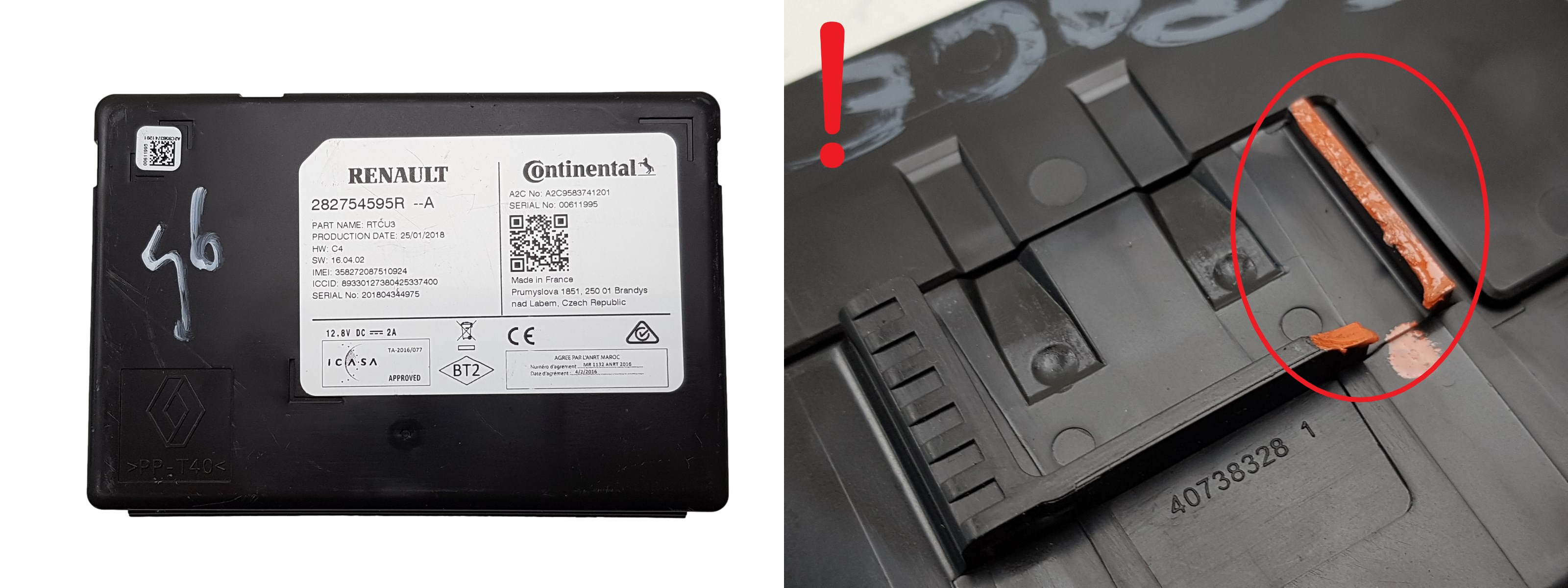 Controle-eenheid module Renault 282754595R RTCU3 A2C9583741201 1003 main product photo